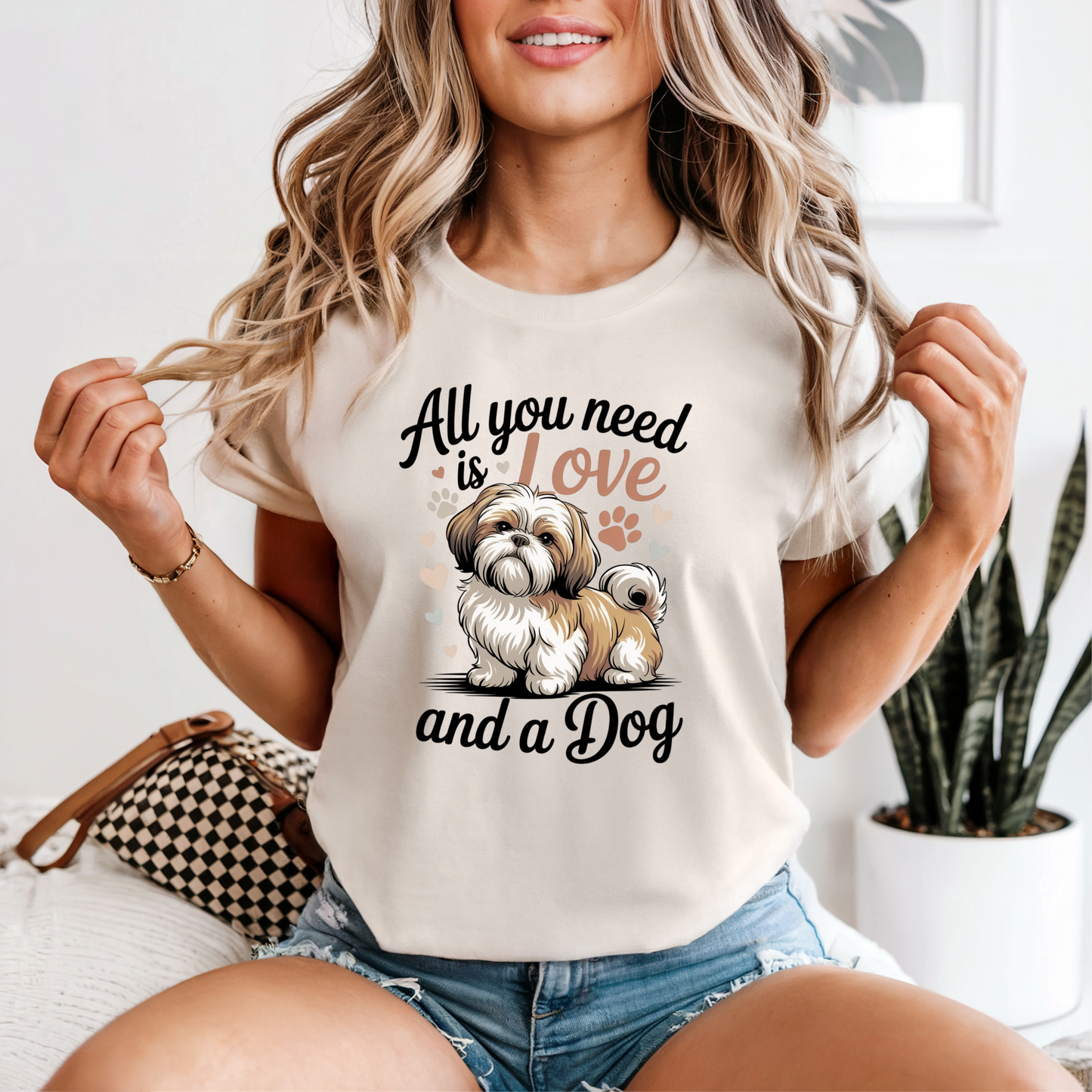 All You Need is Love and a Dog Graphic Tee, Funny Humor Tee, Dog Lovers Shirt, Gift for Her, Gift for Him, Shih Tzu, Comfort Colors®