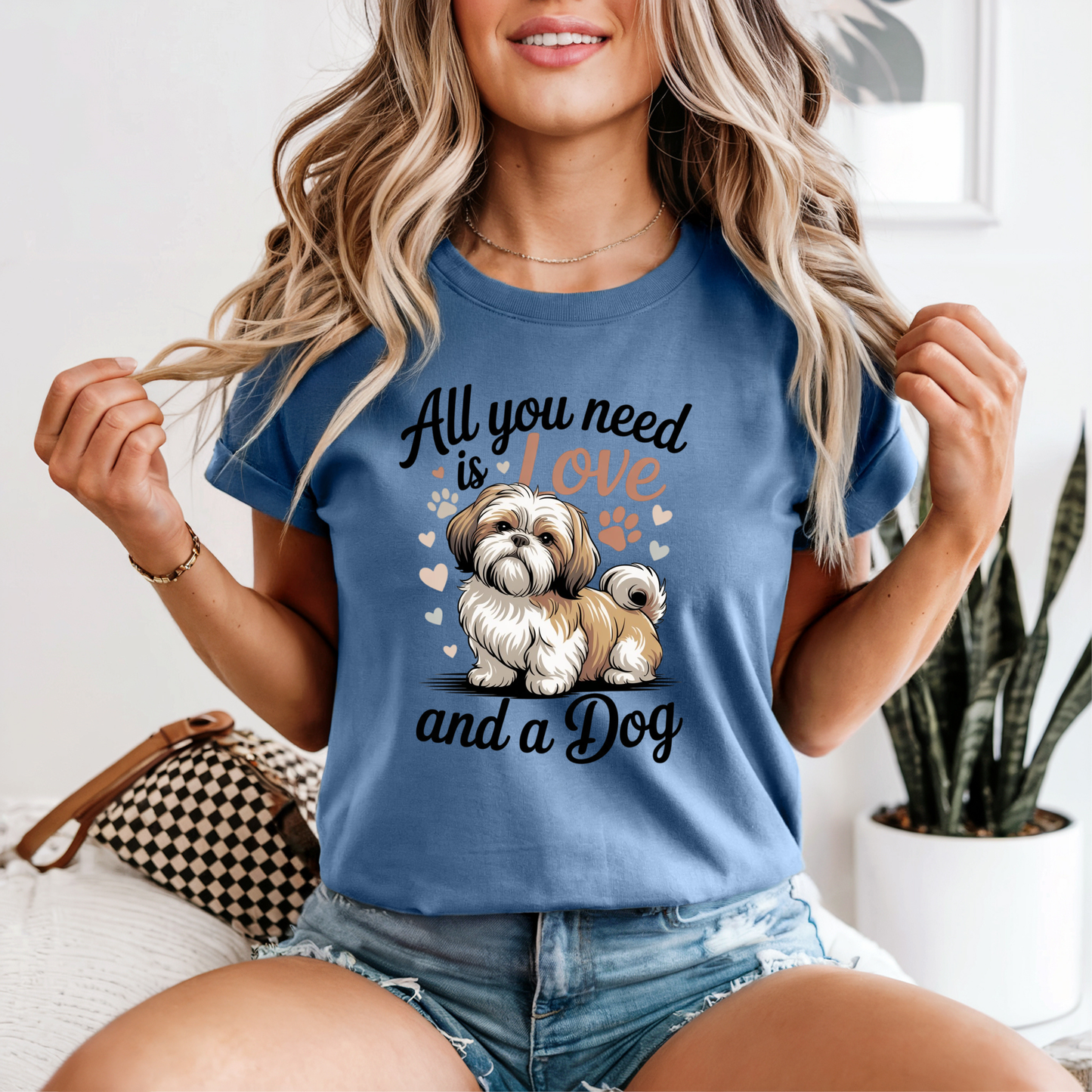 All You Need is Love and a Dog Graphic Tee, Funny Humor Tee, Dog Lovers Shirt, Gift for Her, Gift for Him, Shih Tzu, Comfort Colors®