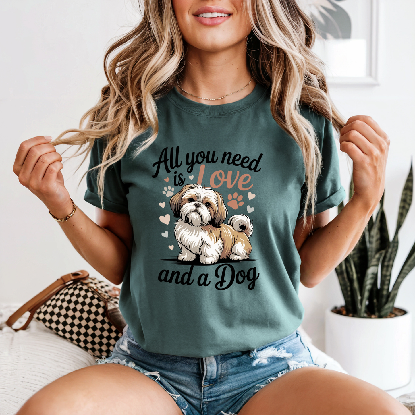 All You Need is Love and a Dog Graphic Tee, Funny Humor Tee, Dog Lovers Shirt, Gift for Her, Gift for Him, Shih Tzu, Comfort Colors®