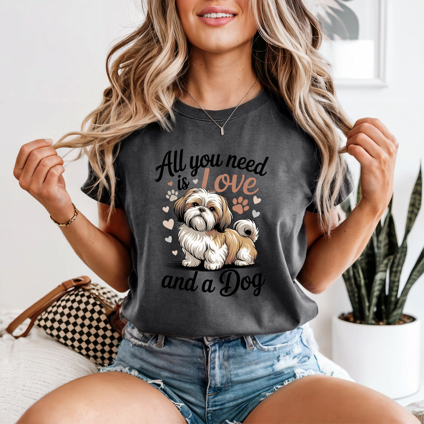 All You Need is Love and a Dog Graphic Tee, Funny Humor Tee, Dog Lovers Shirt, Gift for Her, Gift for Him, Shih Tzu, Comfort Colors®
