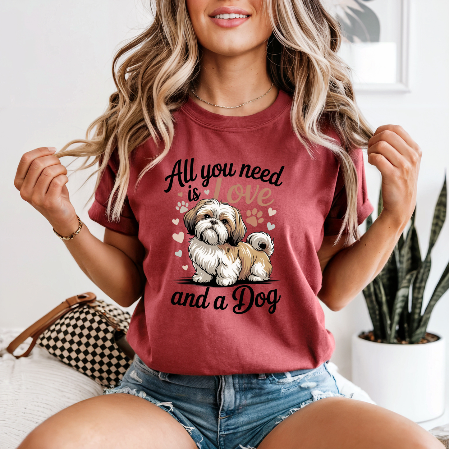 All You Need is Love and a Dog Graphic Tee, Funny Humor Tee, Dog Lovers Shirt, Gift for Her, Gift for Him, Shih Tzu, Comfort Colors®