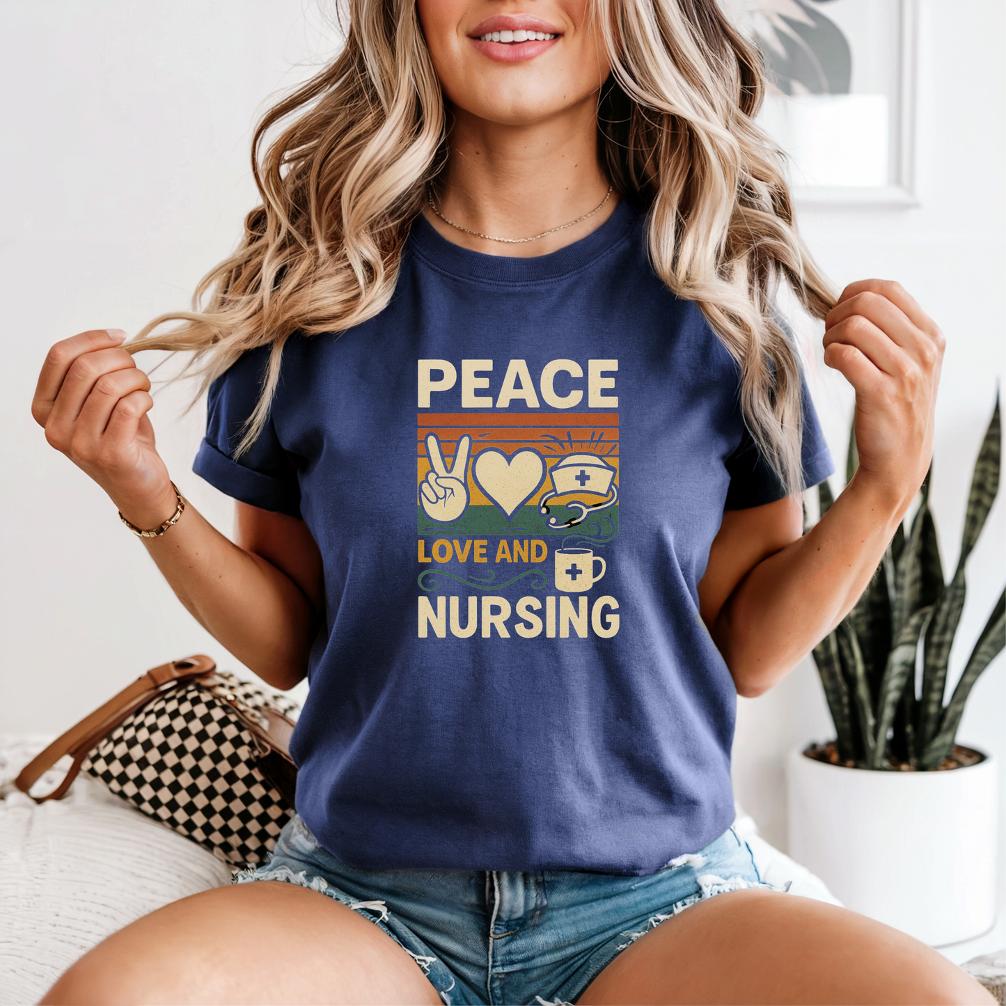 Peace, Love, and Nursing Graphic Tee, Funny Humor Tee, Healthcare Shirt, Nurse, Gift for Her, Gift for Him, Comfort Colors®