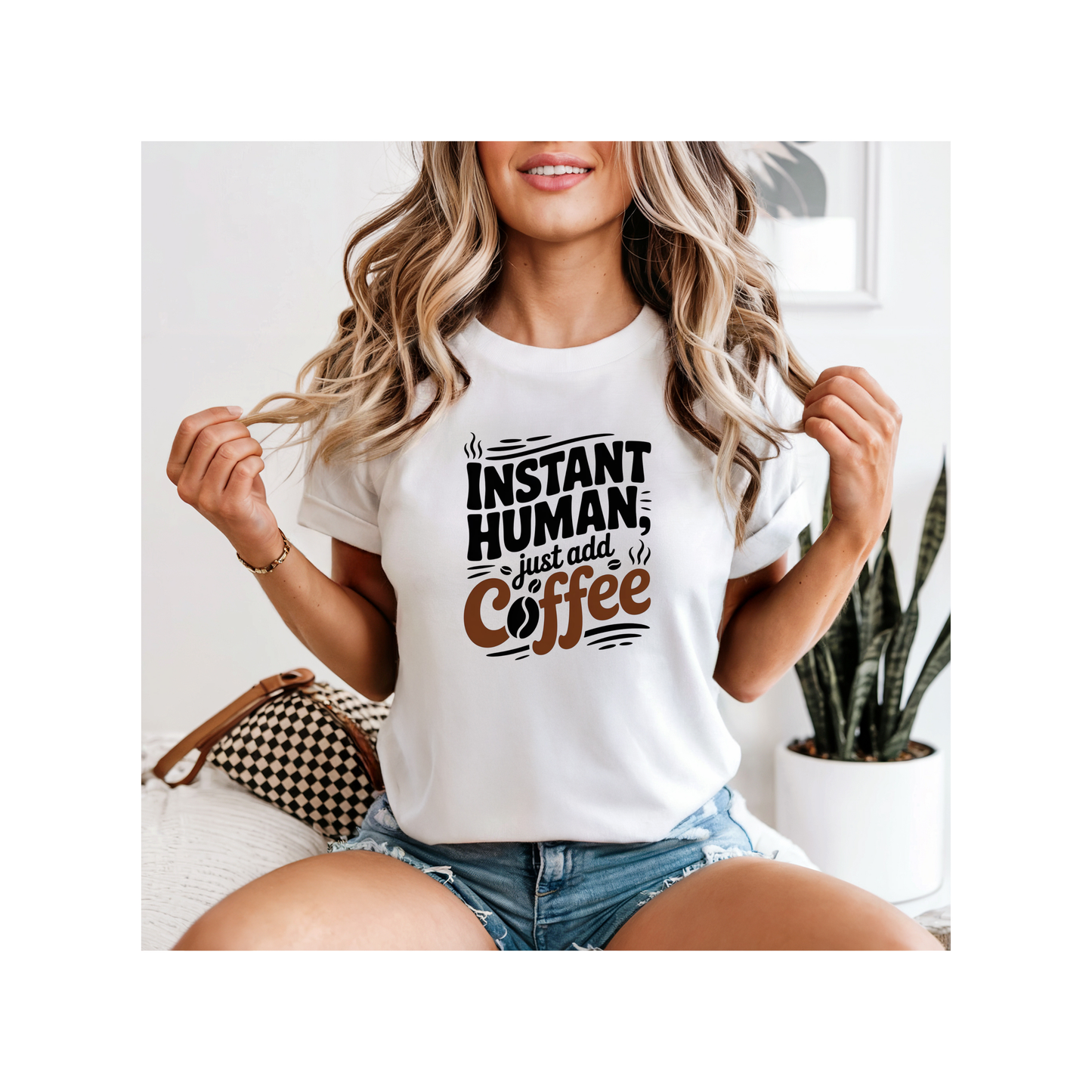 Comfort Colors® Instant Human, just add Coffee Graphic Tee, Funny Humor Tee, Coffee Lovers Shirt, Gift for Her, Gift for Him
