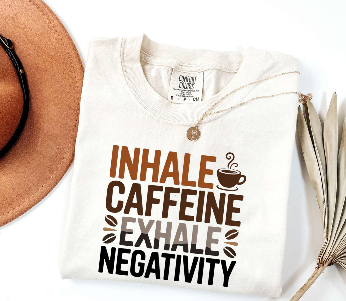 Inhale Caffeine Exhale Negativity Graphic Tee, Funny Humor Tee, Coffee Lovers Shirt, Gift for Her, Gift for Him, Comfort Colors®