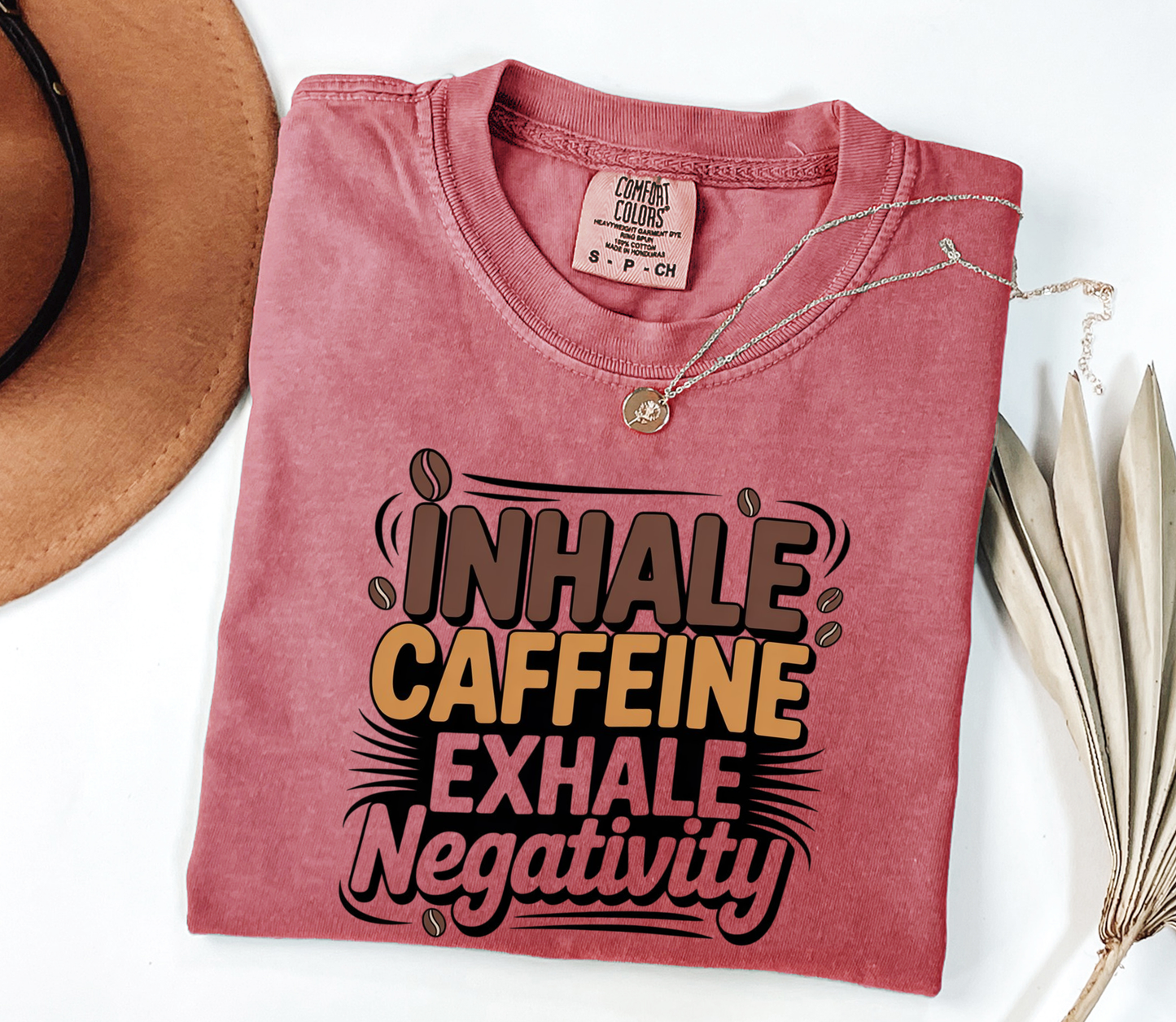 Inhale Caffeine Exhale Negativity V2 Graphic Tee, Funny Tee, Coffee Lovers Shirt, Gift for Her, Gift for Him, Comfort Colors®