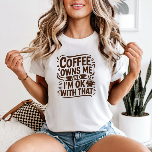 Comfort Colors® Coffee Owns Me Graphic Tee, Funny Humor Tee, Coffee Lovers Shirt, Gift for Her, Gift for Him, Comfort Color Customs