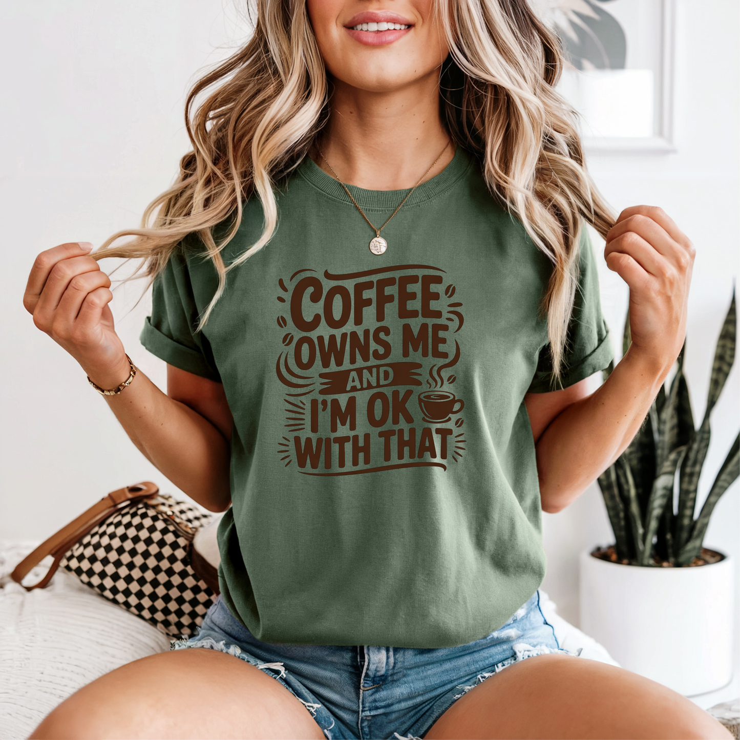 Comfort Colors® Coffee Owns Me Graphic Tee, Funny Humor Tee, Coffee Lovers Shirt, Gift for Her, Gift for Him, Comfort Color Customs