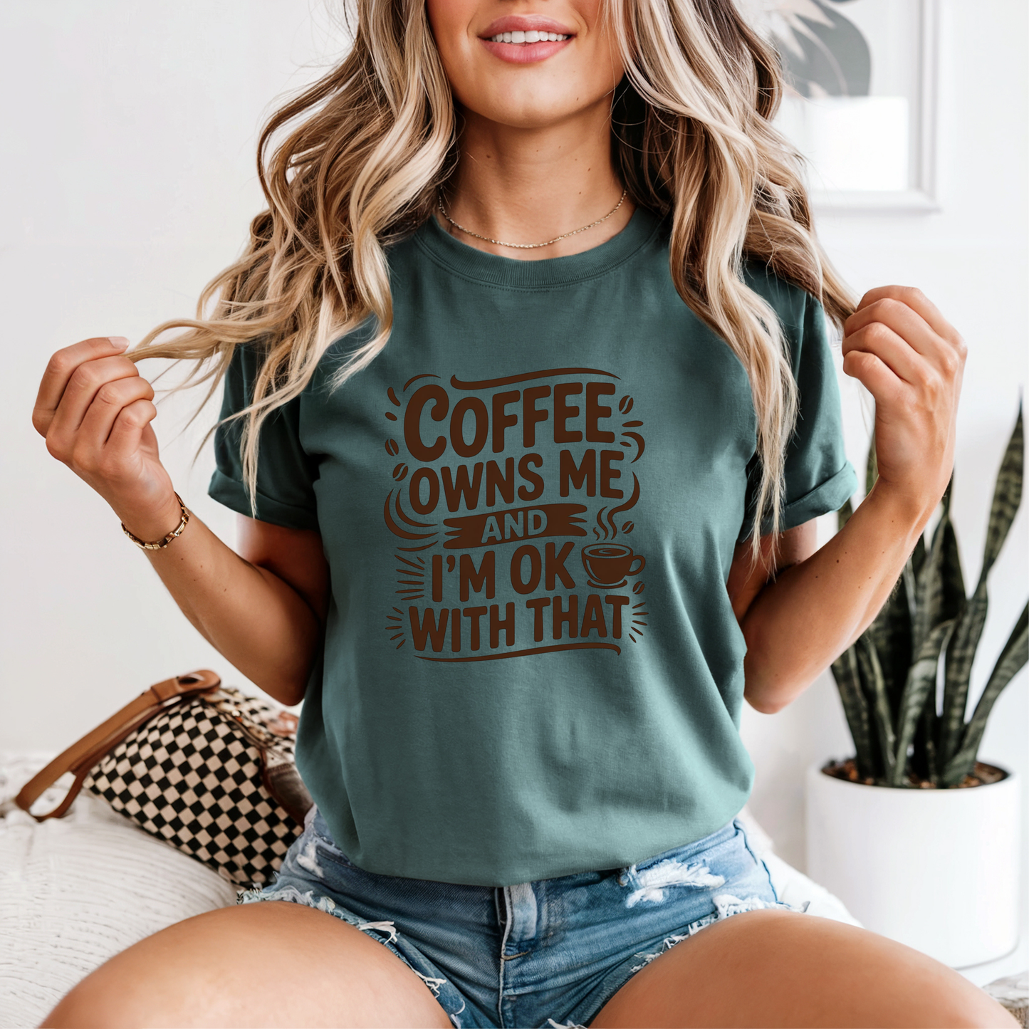 Comfort Colors® Coffee Owns Me Graphic Tee, Funny Humor Tee, Coffee Lovers Shirt, Gift for Her, Gift for Him, Comfort Color Customs