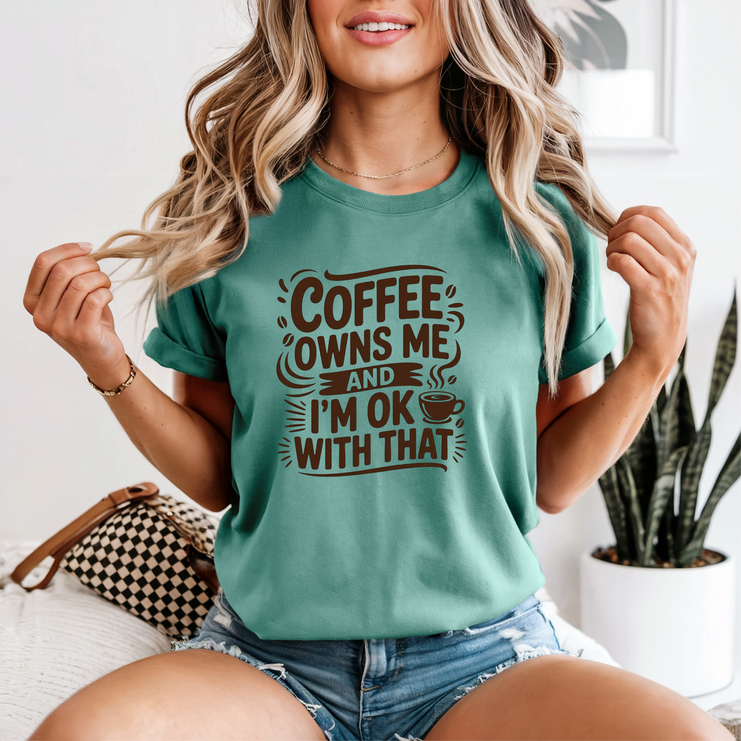 Comfort Colors® Coffee Owns Me Graphic Tee, Funny Humor Tee, Coffee Lovers Shirt, Gift for Her, Gift for Him, Comfort Color Customs