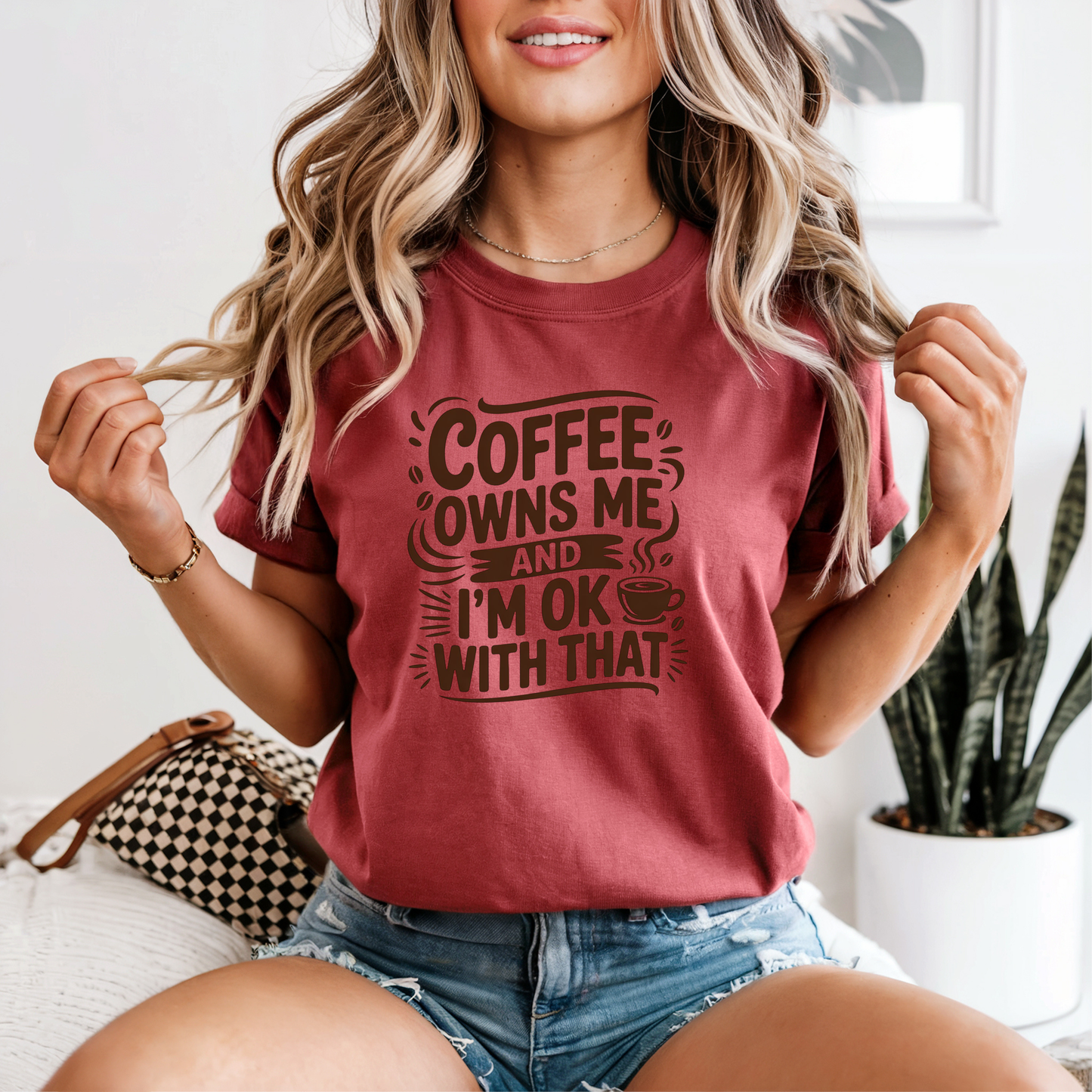 Comfort Colors® Coffee Owns Me Graphic Tee, Funny Humor Tee, Coffee Lovers Shirt, Gift for Her, Gift for Him, Comfort Color Customs